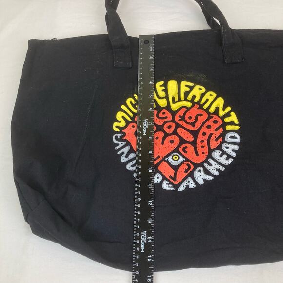 Michael Franti & Spearhead Black Heart Tote Bag Black Cotton Canvas Graphic Zip - Picture 7 of 8